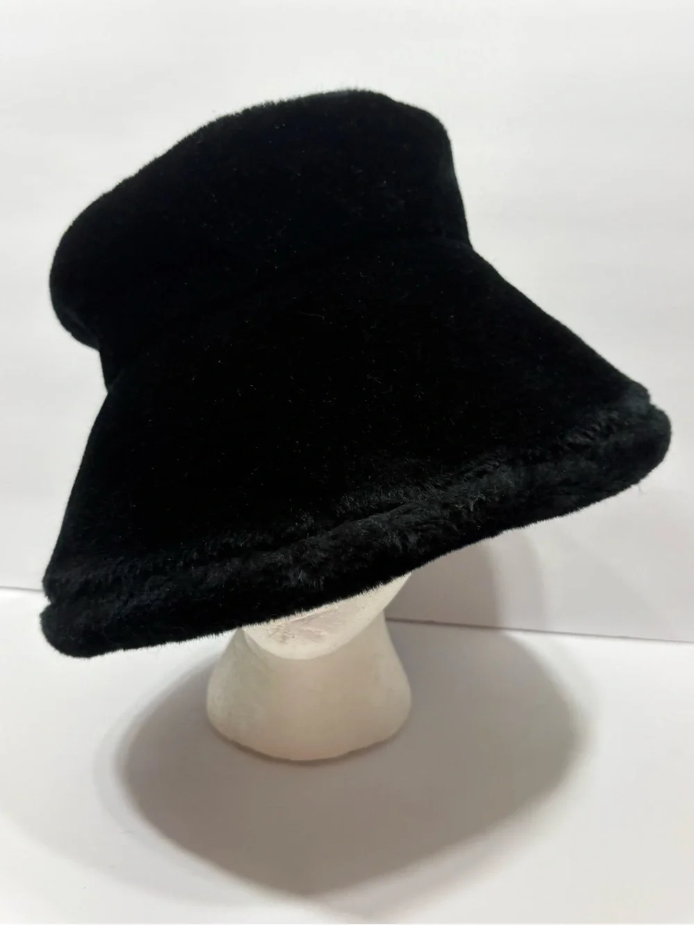 Vintage Betmar Black Faux Fur Bucket Hat